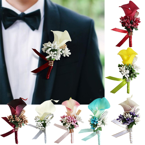 Men's Corsage For Suit Fashion Wedding Party Groom Groomsman Clip-On Artificial Boutonniere Flower Brooch Male Charming Corsages ► Photo 1/6