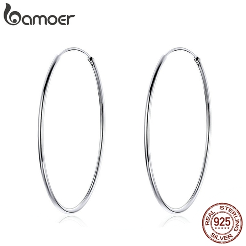 [Coupon $15 OFF $3] BAMOER 2022 Big Hoop Earrings for Women Sterling Silver 925 Jewelry Female Fashion Woman Earrings SCE598 ► Photo 1/5