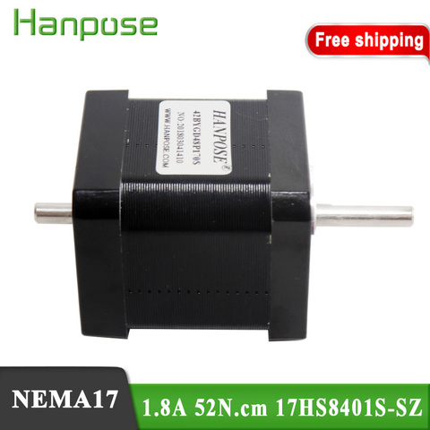 Free Shipping Nema17 Stepper Motor 42BYGH 1.8A 52N.CM 17hs8401S-SZ  42X48mm motor Double Shaft  For 3D Printer Monitor Equipment ► Photo 1/6