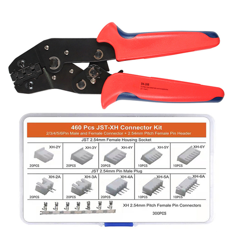 SN-28B Dupont crimping plier 460PCS JST-XH Connectors Kit Terminal Pin Crimper Tool for 2.54mm 3.96mm 23-17AWG 0.25-1.0mm² ► Photo 1/6