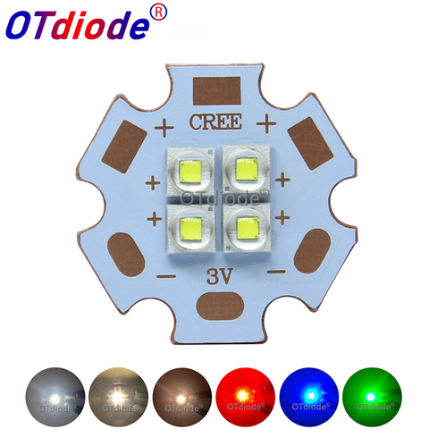 Cree XPE2 XP-E2 4Chips 4LED 3V6V12V 10W12W Cool Neutral Warm White Red Blue Green HighPower LED Emitter Diode on 20mm Copper PCB ► Photo 1/6