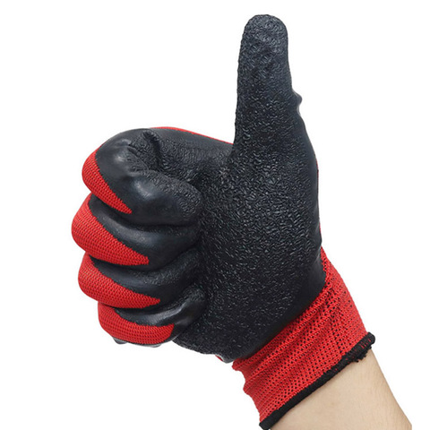 1 pair of Dipped Rubber gloves car auto mechanic repair gloves waterproof and oil resistant wear wrinkles universal gloves ► Photo 1/6