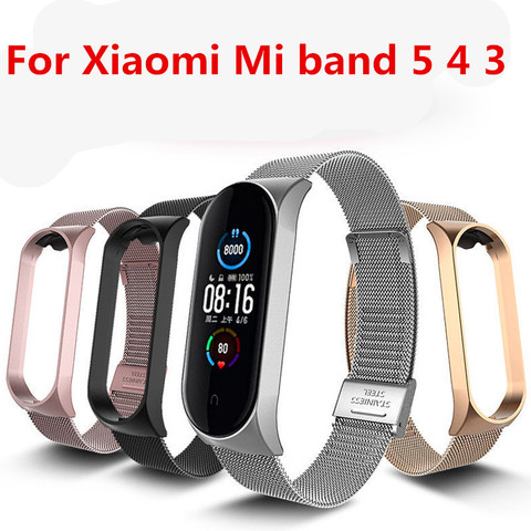 Strap For Xiaomi Mi Band 3 4 5 Wrist Metal Bracelet Screwless Stainless Steel MIband for Mi Band 4 3 5 Strap Wristbands Pulseira ► Photo 1/6