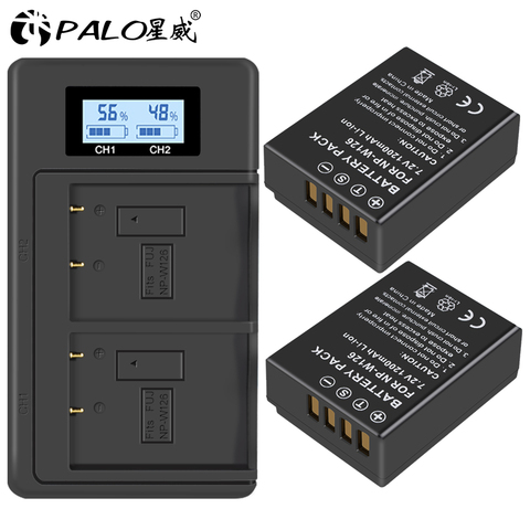 PALO NP-W126 NP W126 NPW126 Li-ion Camera Battery + LCD USB Dual Charger for Fujifilm Fuji X100F XPRO1 X-A1 HS50EXR XT1 X-T2 ► Photo 1/6