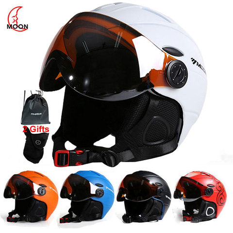 MOON Professional Half-covered Ski Helmet Integrally-molded Sports man women snow Skiing Snowboard Helmets  with Goggles cover ► Photo 1/6