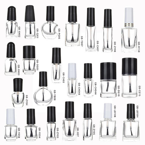 50pcs/lot 2ml-15ml Empty Glass Nail Polished Bottles With Brush High Transparent Glass Nail Polish Bottle Cosmetic Container ► Photo 1/6