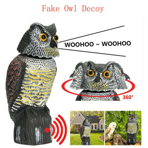 1PC Large Realistic Owl Decoy With Rotating Head Bird Pigeon Crow Scarer Scarecrow Simulation Plastic Protects Garden ► Photo 1/5