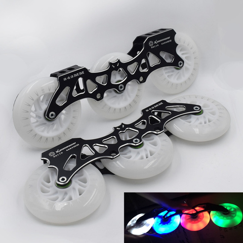 110mm LED speed skates wheel with 3X110mm 150mm 165mm 195mm Mount Multi-purpose 3 wheels roller skates base M7 CNC skating frame ► Photo 1/6