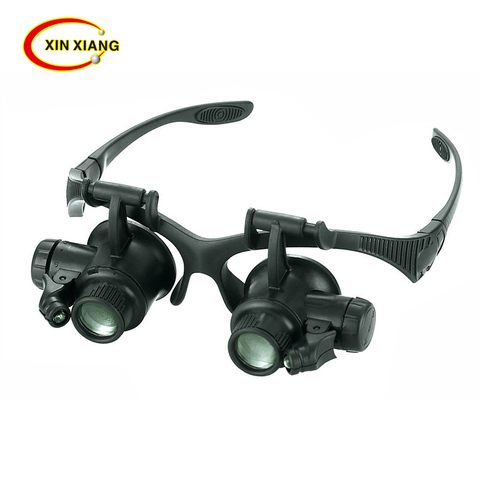 9892G Magnifying Glass Lupa 10X 15X 20X 25X Eye Jewelry Watch Repair Magnifier Glasses With 2LED Lights Loupe Microscope ► Photo 1/6