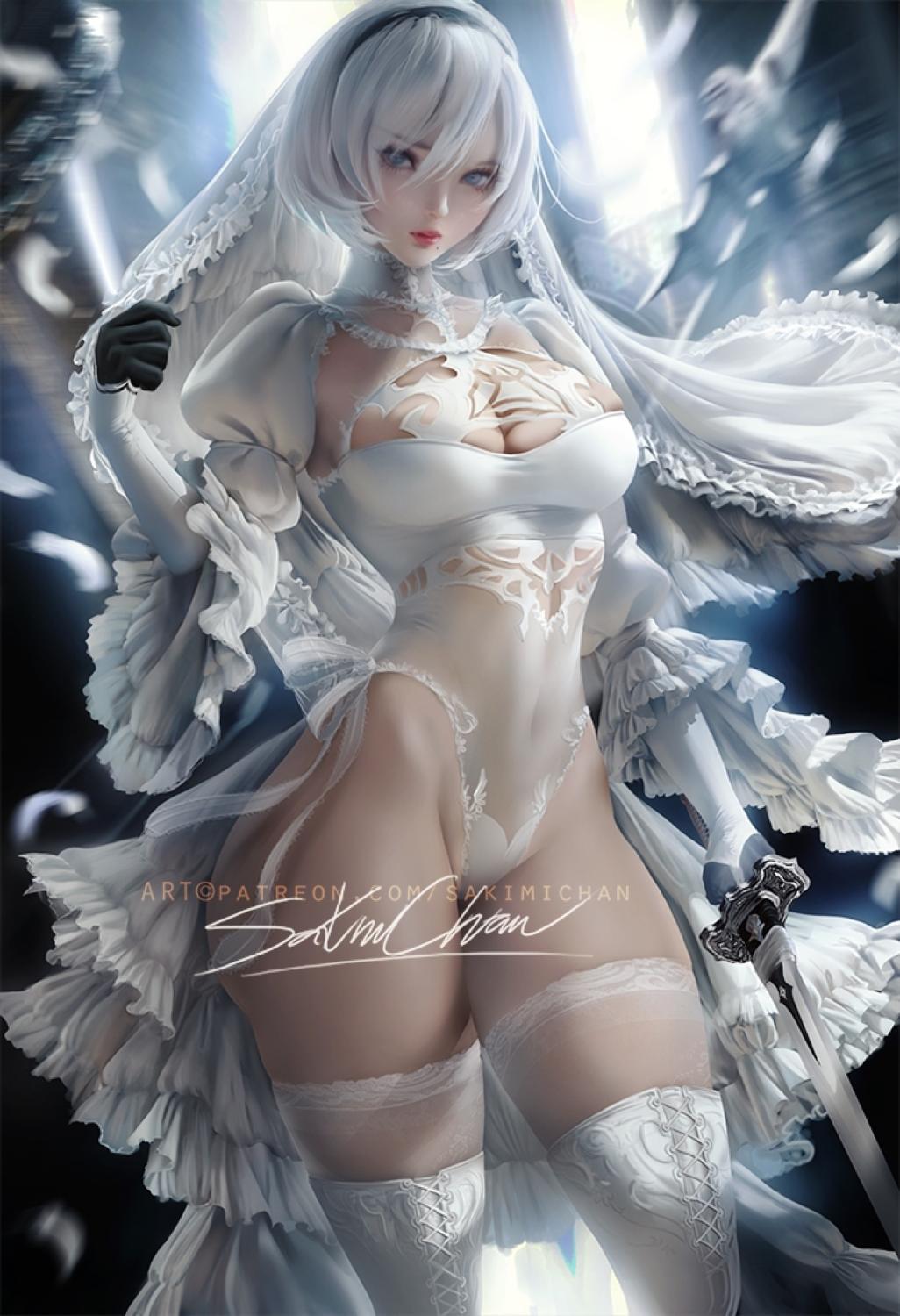 Custom made NieR:Automata Cosplays Fanart 2B Cosplay Costume YoRHa No 2  Type B bride wedding dress sexy dress female - Price history & Review |  AliExpress Seller - Irelia H Store | Alitools.io