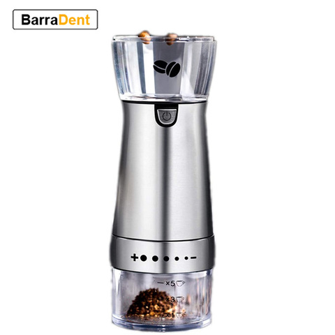 Electric Handheld USB Coffee Grinder Portable Rechargeable Burr Grinder with Adjustable Coarseness Grind Settings 5 Cup Silver ► Photo 1/6