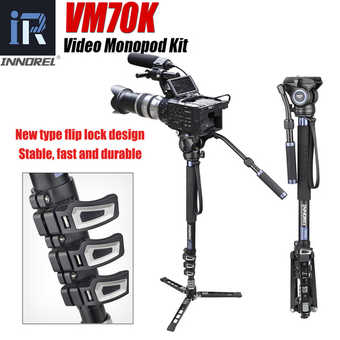 VM70K Professional Lightweight Aluminum Telescopic Camera Monopod with Fluid Head and Tripod Base for DSLR Video Cameras ► Photo 1/6