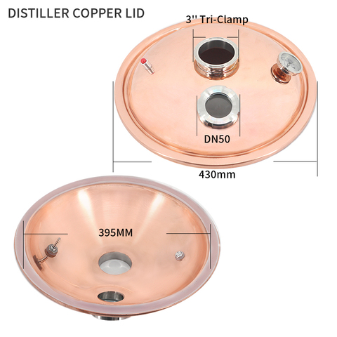 HOOLOO New Copper Distiller Lid 430mm diameter Clamp port 3