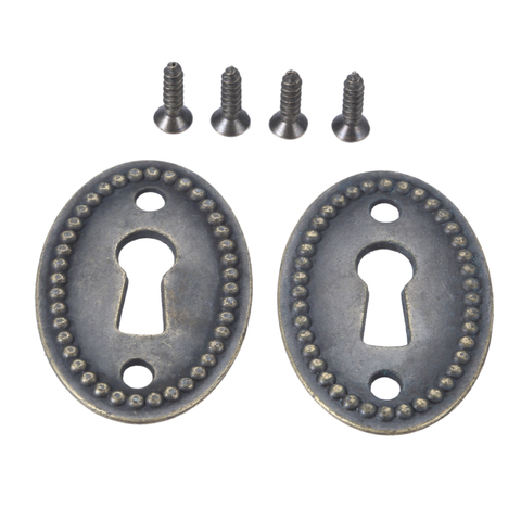 DRELD 2pcs Antique Bronze Color Oval Shape Keyhole Cover Carved Hollow Connectors Jewelry Findings Antique Furniture Hardware ► Photo 1/6
