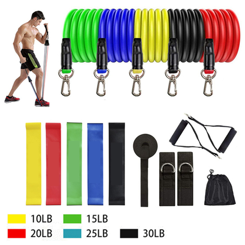 17Pcs Resistance Bands Set Expander Yoga Exercise Fitness Rubber Tubes Band Stretch Training Home Gyms Workout Elastic Pull Rope ► Photo 1/6
