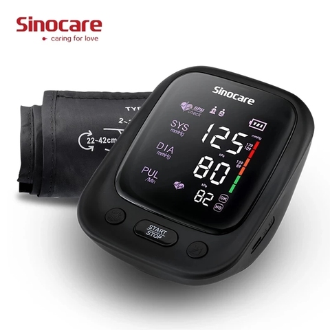 Sinocare Portable Blood Pressure Monitor Automatic Upper Arm LED  Monitors Sphygmomanometers BP Heart Rate Pulse Meter ► Photo 1/6