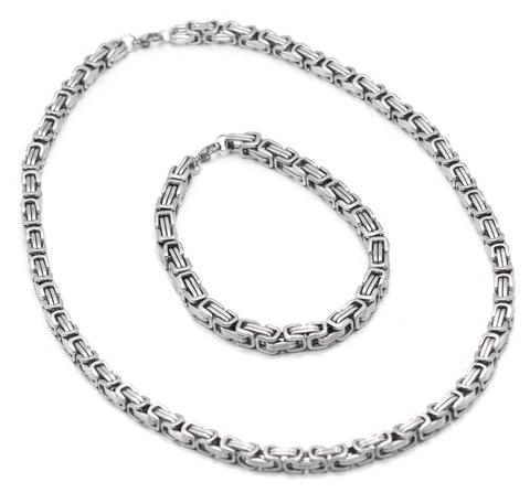 Hot Sale Width 5MM 316L Titanium Steel Emperor Chain Necklace & Bracelet Fashion Jewelry Set For men hip hop rock jewelry ► Photo 1/6