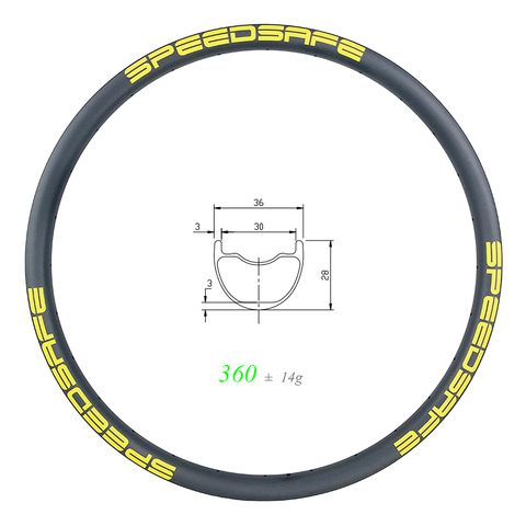 360g 29er MTB XC SL 36mm clincher tubeless carbon rim 28mm deep 30mm inner wide 24H 28H 32H SUPER LIGHT clincher mountain wheel ► Photo 1/5