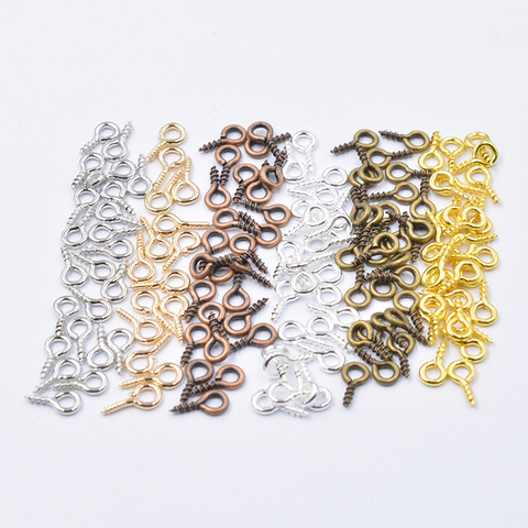 200pcs Mixed 6 Colors 4*8mm Small Tiny Mini Eye Pins  Eyepins Hooks Eyelets Screw Threaded Clasps Hooks BeadsFor Jewelry Making ► Photo 1/5