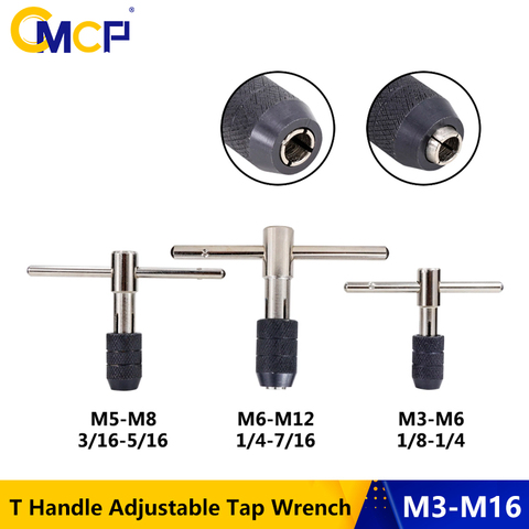 CMCP T Handle Adjustable Tap Wrench 1pc M3-M6 M5-M8 M6-M12 Hand Tools 1/8-1/4 3/16-5/16 1/4-7/16 Screw Tap Holder Threading Tool ► Photo 1/6