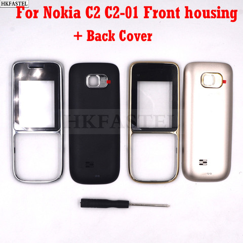 HKFASTEL New high quality For Nokia c2-01 Mobile Phone Front Housing Back battery door Cover TPU Protection Case ► Photo 1/6