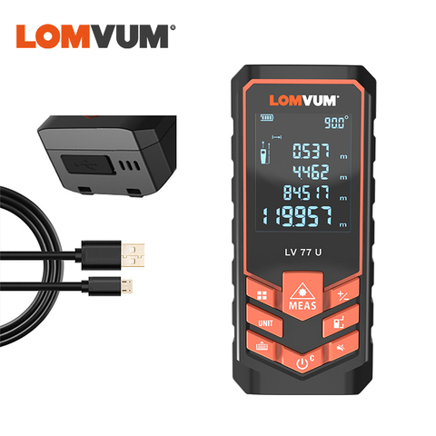 LOMVUM USB Charging 77U Handhold Trena Laser Range Finder Digital Laser Distance Meter Electrical Tape Measuring Tools 40M-120M ► Photo 1/6
