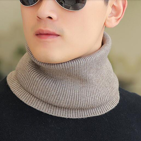 Fashion Men Solid Color Elastic Cotton Knit Pullover False Collar Warm Scarve Unisex Wool Thick Windproof Neck Guard Scarve O73 ► Photo 1/6