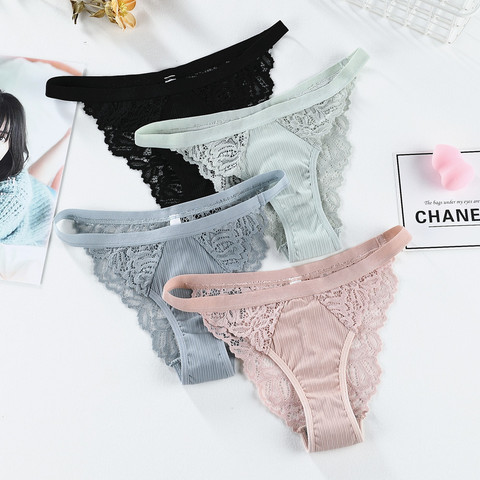 3PCS Soft Cotton Underwear Solid Women's Panties Comfort Underpants Seamless Lace Briefs For Woman Sexy Low-Rise Panty Intimates ► Photo 1/6
