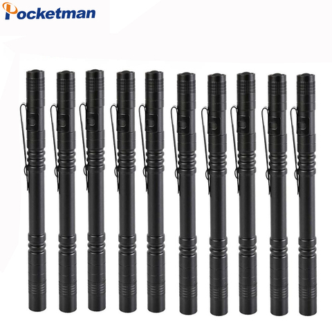 10 Pcs new Mini Portable Small Penholder Led Flashlight Night Walking Lighting Maintenance Work Torch Aluminum Alloy Wholesell ► Photo 1/6