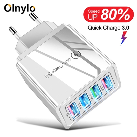 USB Charger Quick Charge 3.0 3.1A Fast Charging Power Adapter Charger For Samsung iPhone 11 7 X  XR 4 Ports Mobile Phone Charger ► Photo 1/6