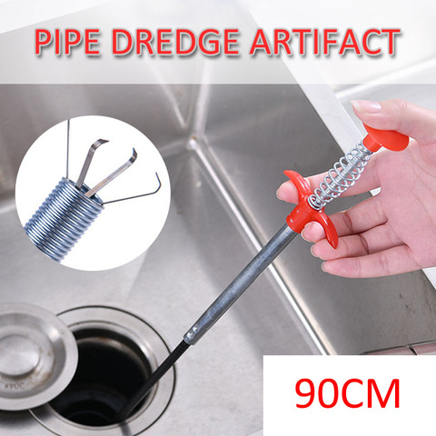 90cm/35.43 Inch Sink Drains Grabber Tool Flexible Long Reach Claw Pick Up Narrow Bend Curve Floor Drain Sewer Spring Grip Cleane ► Photo 1/6