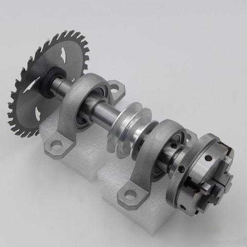 2 Bearing and M14x1mm M14 Spindle Shaft 170 mm x 20 mm with 65mm 4 Jaws Lathe Chuck and Cutting Plate DIY Lathe ► Photo 1/6