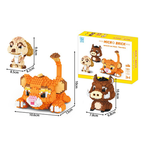 1856pcs+ Disney Series Micro Building Blocks The Lion King Simba Timon Pumbaa Figures Diamond 3D Model Mini Brick Toy For Kids ► Photo 1/6