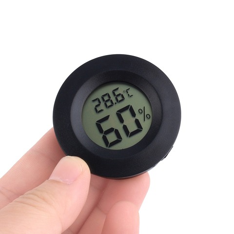 Digital Cigar Humidor Hygrometer Thermometer Round Face New ► Photo 1/6