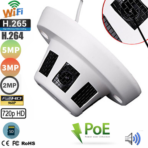 5MP 4MP 3MP 1080P POE Wifi Audio Mini Dome IP Camera ONVIF H.264 H265 CCTV P2P Android IOS Smoke Anti-theft in Families camhi ► Photo 1/6