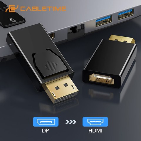 CABLETIME DP to HDMI Adapter HD 60Hz Displayport to HDMI Cable for HDTV Laptop Dell Lenovo Converter Cord C378 ► Photo 1/6