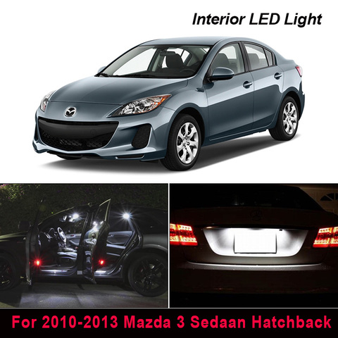 9Pcs Xenon Canbus LED Light Interior Package Kit For 2010-2013 Mazda 3 Sedaan Hatchback Map Dome Trunk License Plate light ► Photo 1/6