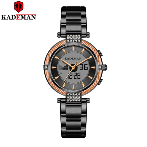 Kademan New Elegant Quartz And Digital Women Watch LCD Screen Luxury Business Style Fashion Waterproof K9080 Relogio Feminno ► Photo 1/5