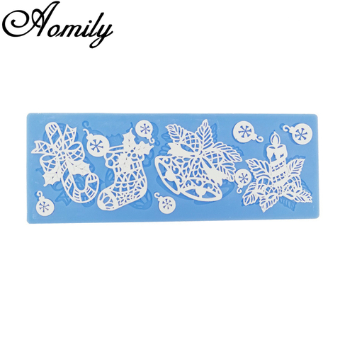 Aomily Christmas Socks Bells Cake Silicone Mold Christmas Decorating Fondant Mousse Sugar Craft Icing Mat Pastry Chocolate Mold ► Photo 1/6