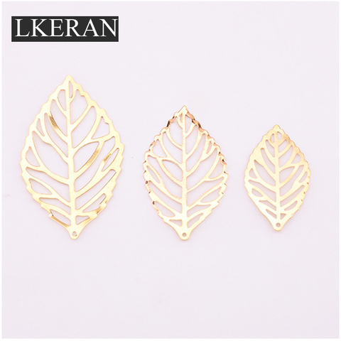 LKERAN 100Pcs fashion Simple Leaves Filigree Metal Crafts Jewelry DIY Accessories Pendant Costume decoration ► Photo 1/6