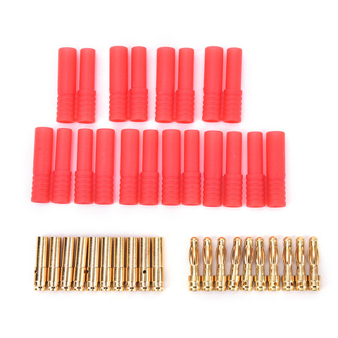 4mm HXT Banana Plugs with Red Housing for RC Connector Socket AM-1009C Gold Plated Banana Plug 10 Sets ► Photo 1/3