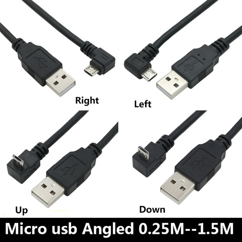 USB 2.0 Male to micro USB B Type 90 Degree Up & Down & Left & Right Angled Male Data Cable 0.25m/0.5m/1m/1.5m ► Photo 1/5