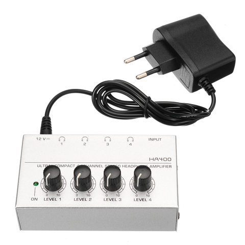 Onsale 1pc HA400 Ultra-Compact 4 Channel Headphone Audio Stereo Amp Microamp Amplifier EU Adapter ► Photo 1/6