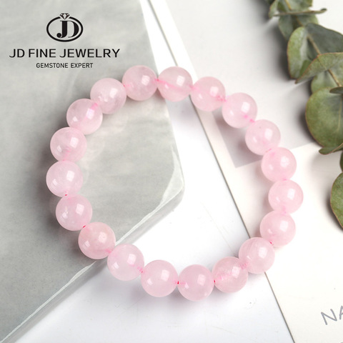 JD Natural Smooth Rose Quartz Energy Natural Stone Strench Bracelet Elastic Fine Jewelry Beads Lovers Women Handmade Gift Lolita ► Photo 1/6
