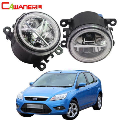 Cawanerl For Ford Focus MK2 MK3 2004-2015 Car LED Bulb 4000LM Front Fog Light + Angel Eye Daytime Running Light DRL 12V 2 Pieces ► Photo 1/6