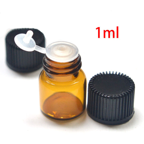 Hot Sell 10pcs 1ml Amber Glass Vials Empty Perfume Essential Oil Small Bottles With Orifice Reducer Tip ► Photo 1/6