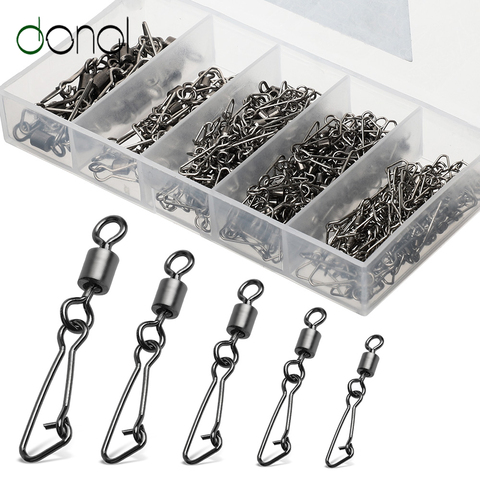 DONQL 100pcs/ Set Fishing Connector Barrel Swivels Snap 4#-12# Rolling Swivel For Fishhook Link Fishing Lure Accessories ► Photo 1/6