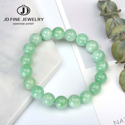 JD Natural Myanmar Green Jade Bracelet 6/8/10MM Beads Temperament Jewelry Gems Accessories Gifts Wholesale Bracelet Bangle ► Photo 1/6