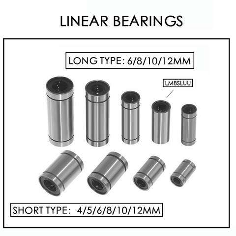 3D Printer parts LM8UU LM10UU LM6UU LM12UU Linear Bushing 8mm CNC Linear Bearings 8mm for Rods Liner Rail Linear Shaft parts. ► Photo 1/6