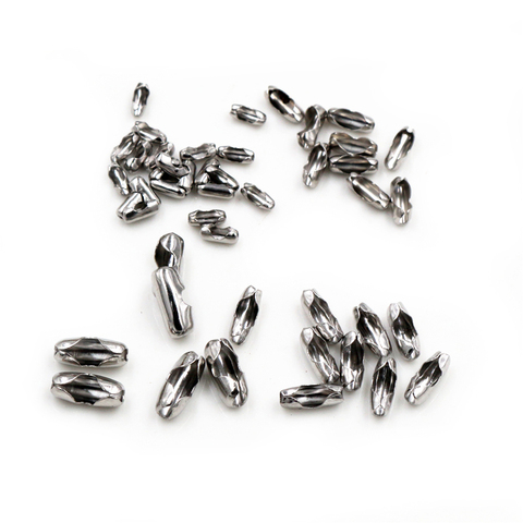 50pcs/Lot 1.5 2.0 2.4 3.0 mm Stainless Steel Ball Chain Connector Clasps End Beads Crimp For DIY Jewelry Making Finding Supplies ► Photo 1/2